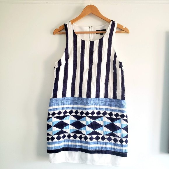 Lulus Multitask Queen Ivory and Blue Shift Dress - Picture 4 of 5